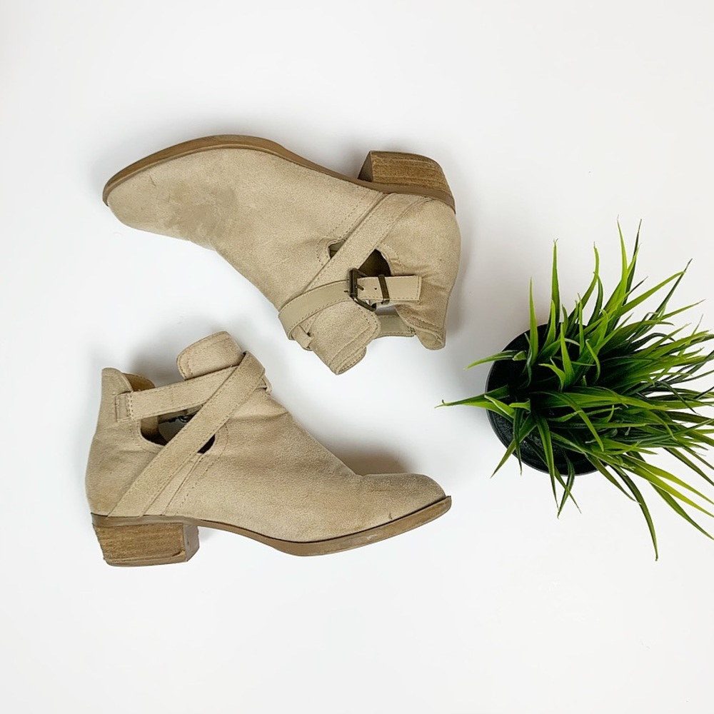 Tan Booties with Side Buckle
